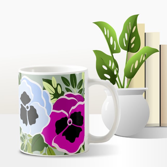 Taza De Café Hermosa Flor Pansy (Pansy Flower Mug)