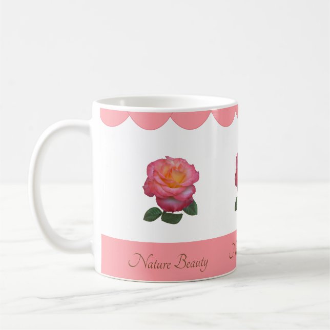 Taza De Café Hermosa flor Rosa (Izquierda)