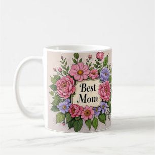 Taza De Café Hermosa flor rosada Mejor Mamá