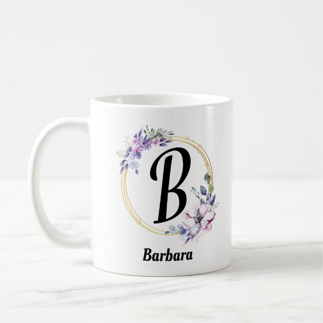 Taza De Café Hermosa flor violeta de primavera romántica (Izquierda)