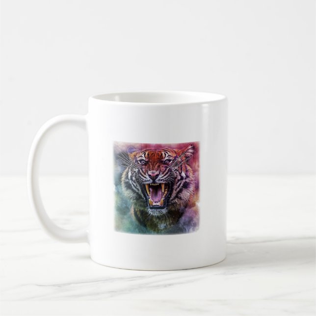 Taza De Café Hermosa foto de la cara del tigre de Bengala en cr (Izquierda)