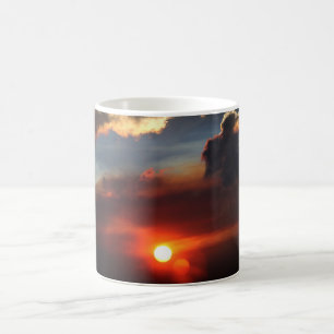 Taza De Café hermosa foto de puesta de sol con humo