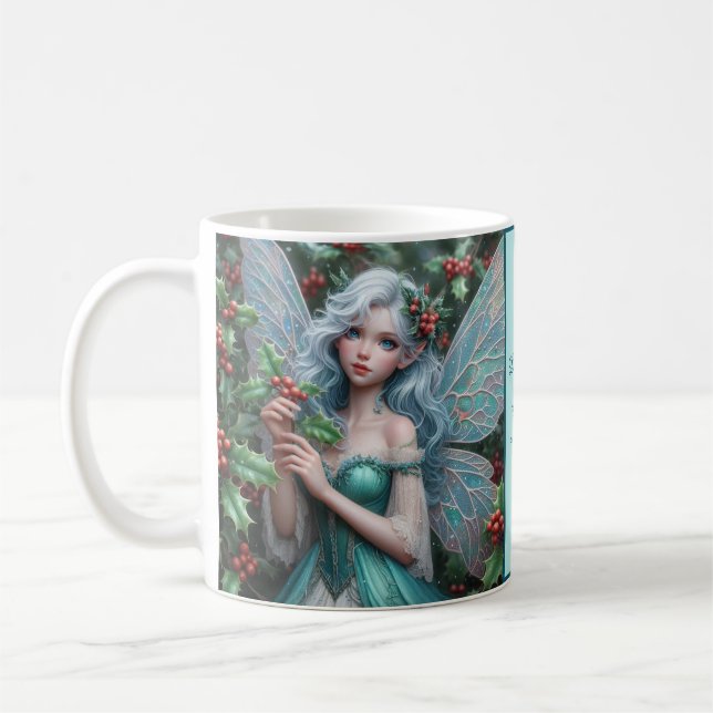 Taza De Café Hermosa hada de diciembre en Holly (Izquierda)