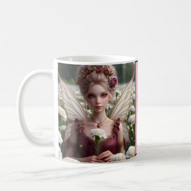 Taza De Café Hermosa hada de enero en Carnations (Izquierda)