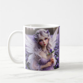 Taza De Café Hermosa hada de febrero en violetas