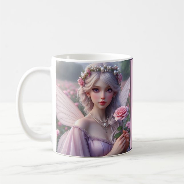 Taza De Café Hermosa hada de junio en Rosas (Izquierda)