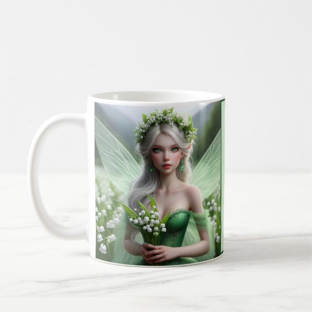 Taza De Café Hermosa hada de mayo en Lilies del Valle (Izquierda)