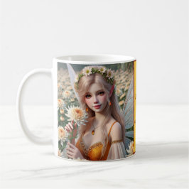 Taza De Café Hermosa hada de noviembre en crisantemos