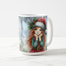 Taza De Café Hermosa Hada Feliz Navidad