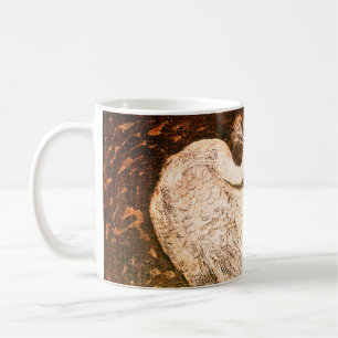 Taza De Café Hermosa ilustración vintage de pavo real blanco