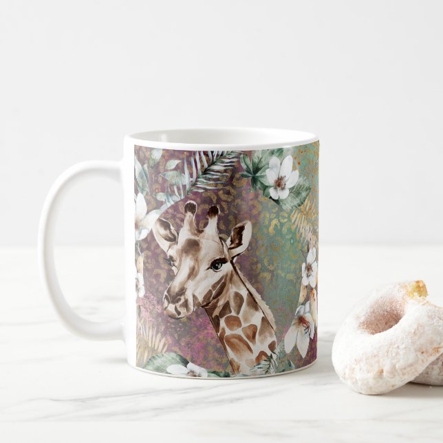 Taza De Café Hermosa jirafas Jungle Safari Coffee Mug, Cup (Con donut)