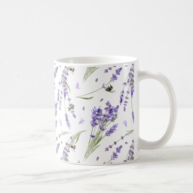 Taza De Café Hermosa Lavender Honey Bees Floral (Derecha)