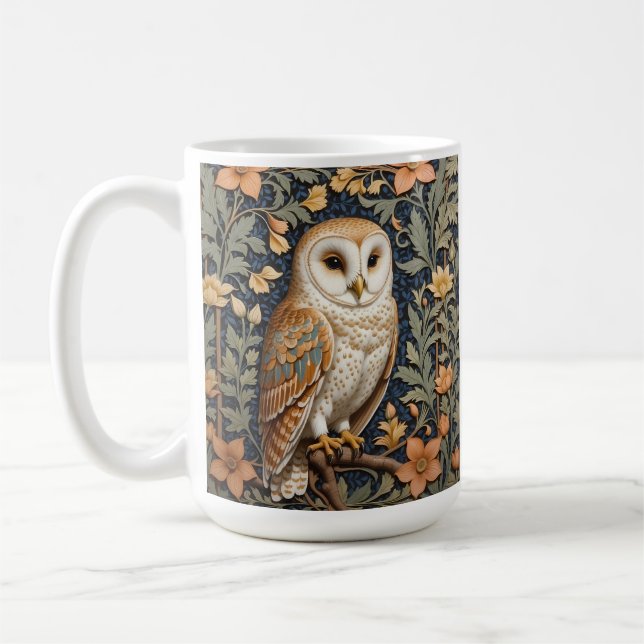 Taza De Café Hermosa lechuza de época William Morris inspirada  (Izquierda)