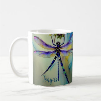 Taza De Café Hermosa libélula acuarela, tazón de café