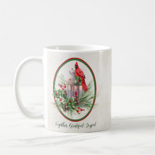 Taza De Café Hermosa linterna con acebo y Navidad cardenal 
