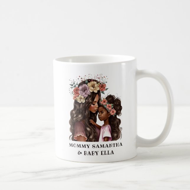 Taza De Café Hermosa madre y hija negras (2) (Derecha)