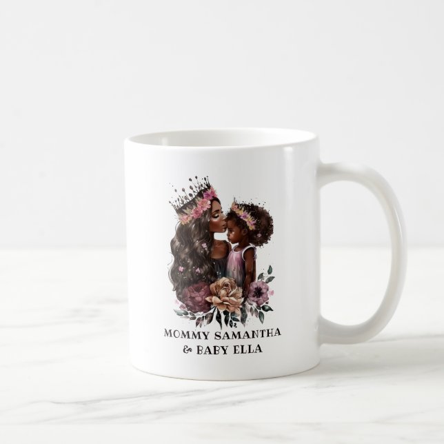Taza De Café Hermosa mamá y hija negras (3) (Derecha)