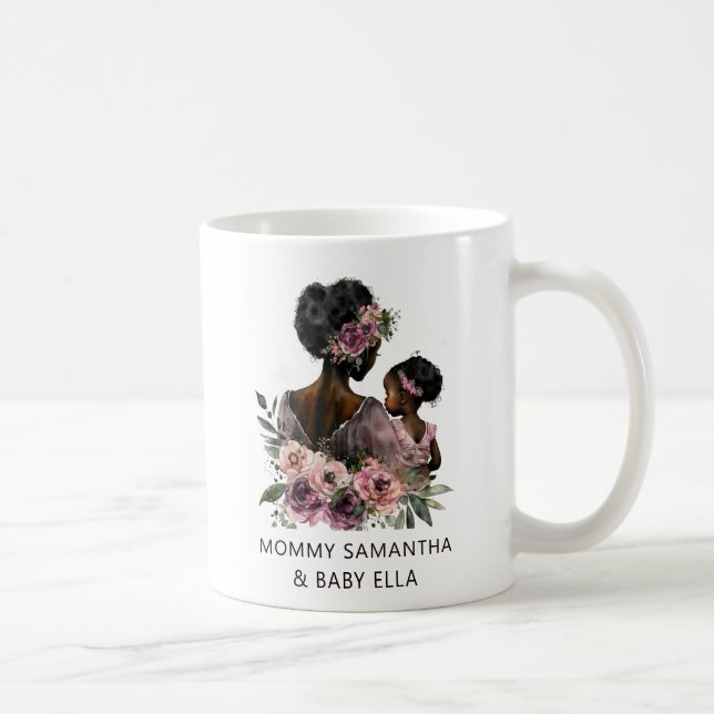 Taza De Café Hermosa mamá y hija negras (8) (Derecha)