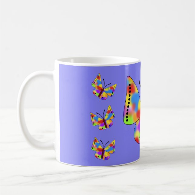 Taza De Café Hermosa mariposa con alas arco iris (Izquierda)
