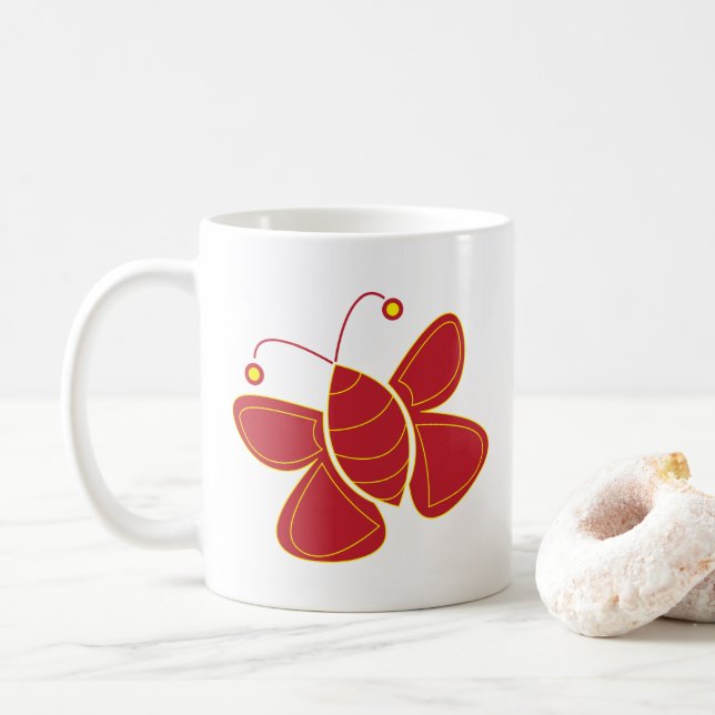 Taza De Café Hermosa mariposa roja (Con donut)