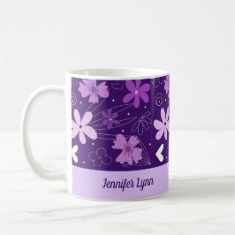 Taza De Café Hermosa morada floral giratoria personalizada