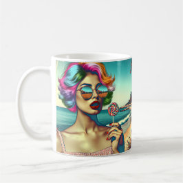 Taza De Café Hermosa mujer de arte pop retro con pop