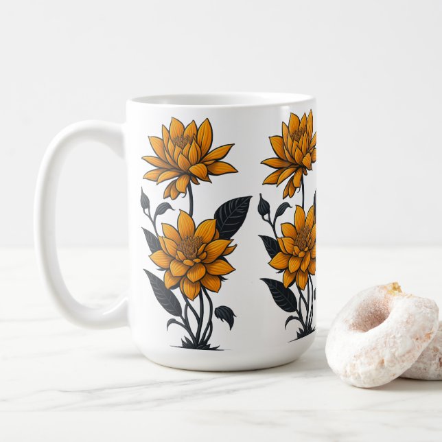 Taza De Café Hermosa Naranja Jasmine Flower (Con donut)