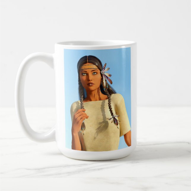 Taza De Café Hermosa nativa estadounidense vestimenta indígena (Izquierda)
