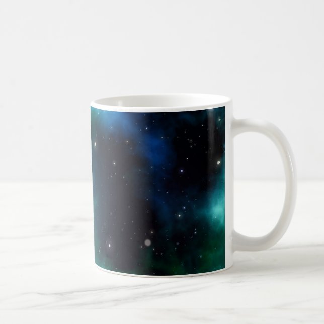 Taza De Café Hermosa nebulosa verde llena de estrellas (Derecha)