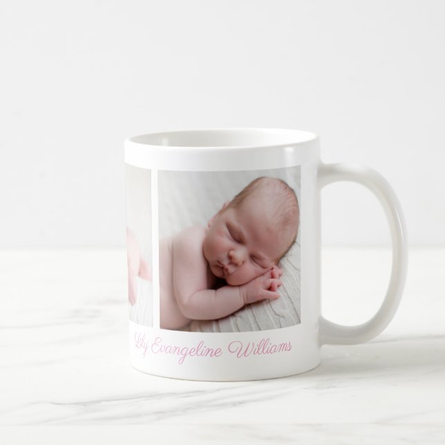 Taza De Café Hermosa niña bebé foto Bonito guión rosa nombre (Derecha)