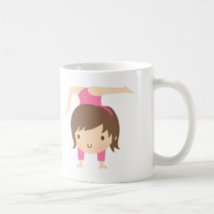 Taza De Café Hermosa Niña Gimnasta Pose Gimnasia