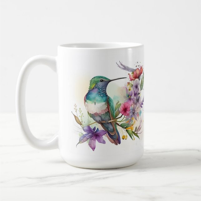 Taza De Café Hermosa pájaro y flores que huelen (Izquierda)