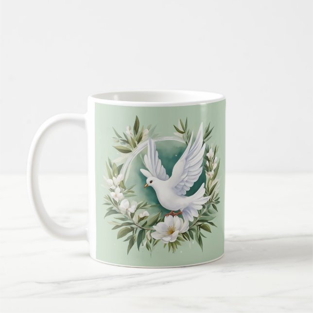 Taza De Café Hermosa paloma blanca de la paz (Izquierda)