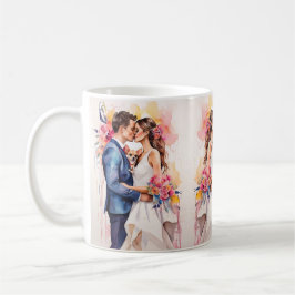 Taza De Café Hermosa pareja Boda con una graciosa