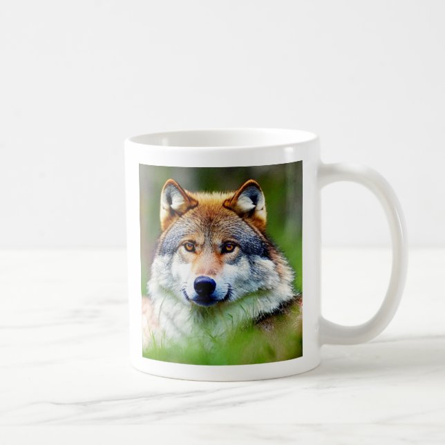 Taza De Café Hermosa pintura en la cabeza de Wolf (Derecha)