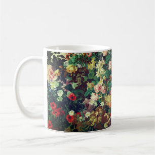 Taza De Café Hermosa pintura floral de flores vintage coloridas