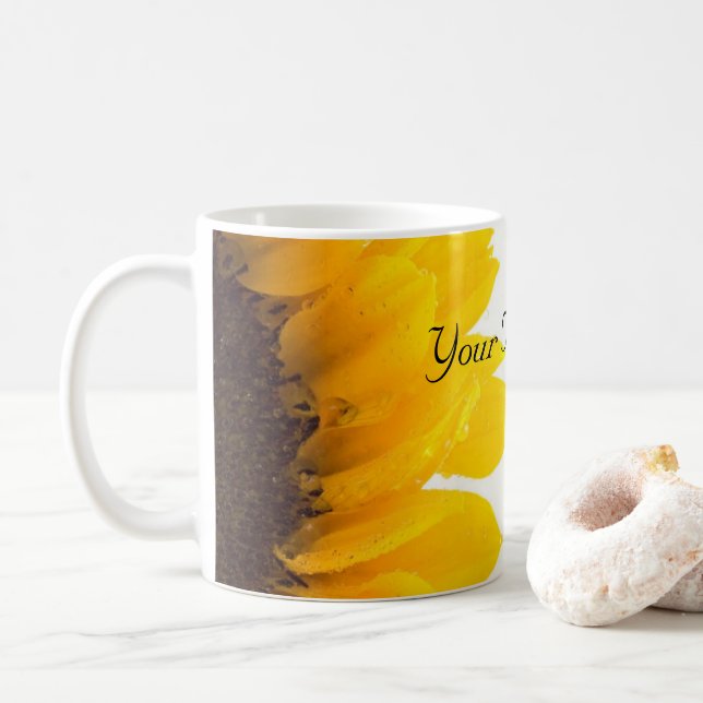 Taza De Café Hermosa plantilla de girasol (Con donut)