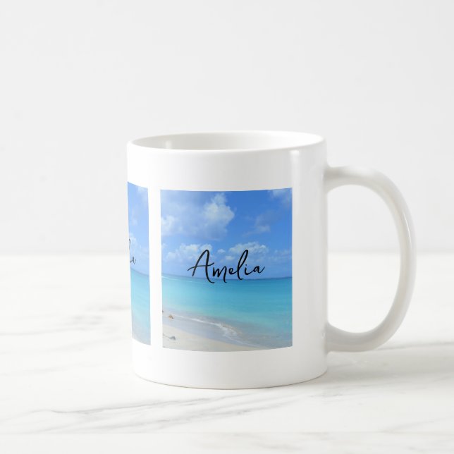 Taza De Café Hermosa playa tropical turquesa (Derecha)