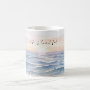 Taza De Café Hermosa Puesta de Sol en el Océano