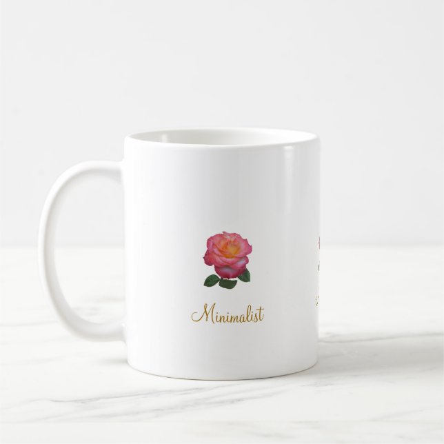 Taza De Café Hermosa Rosa Minimalista (Izquierda)