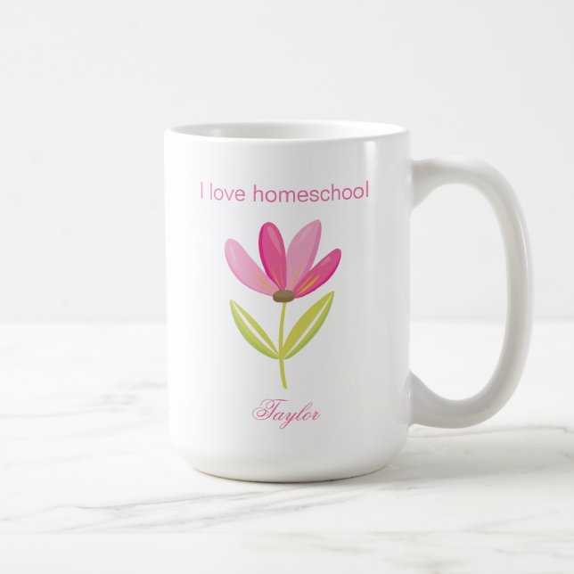 Taza De Café Hermosa temática primaveral floral rosa homescolar (Derecha)