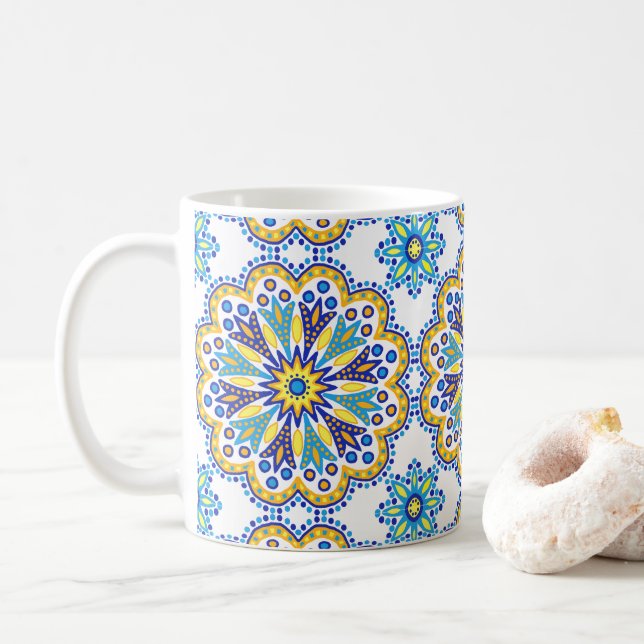 Taza De Café Hermosa Tile Boho Talavera (Con donut)