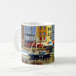 Taza De Café Hermosa vista de veleros en el puerto de Honfluere