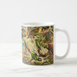 Taza De Café Hermosas aves tropicales verdes y coloridas