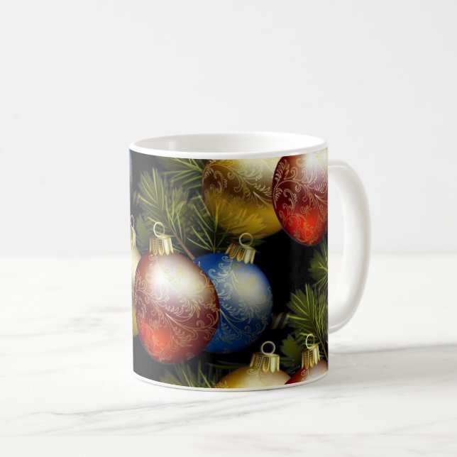 Taza De Café Hermosas bolas de Navidades con diseño delgado (Anverso derecho)