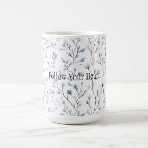Taza De Café Hermosas flores blancas azules