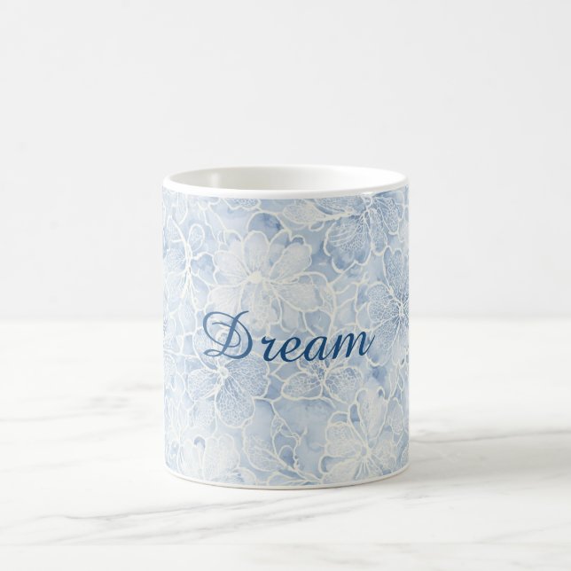 Taza De Café Hermosas Flores Blancas Azules (Centro)