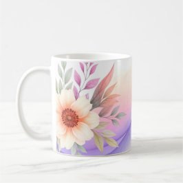 Taza De Café Hermosas Flores Con Gradiente Púrpura