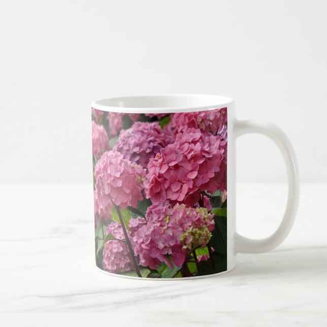 Taza De Café Hermosas flores de hortensia rosadas (Derecha)