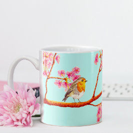 Taza De Café Hermosas flores de la Primavera Roja